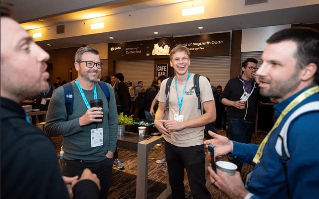 Attendees networking