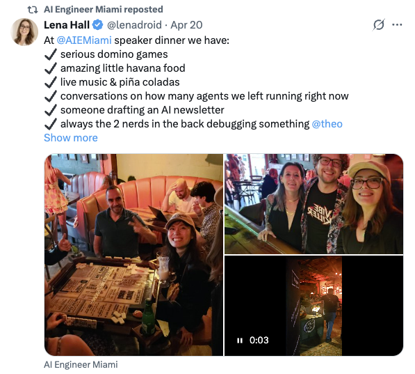 Lena Hall on the AI Engineer Miami speaker dinner