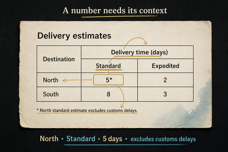 A shared Delivery time (days) header spans Standard and Expedited. North Standard is 5 with a footnote excluding customs delays.