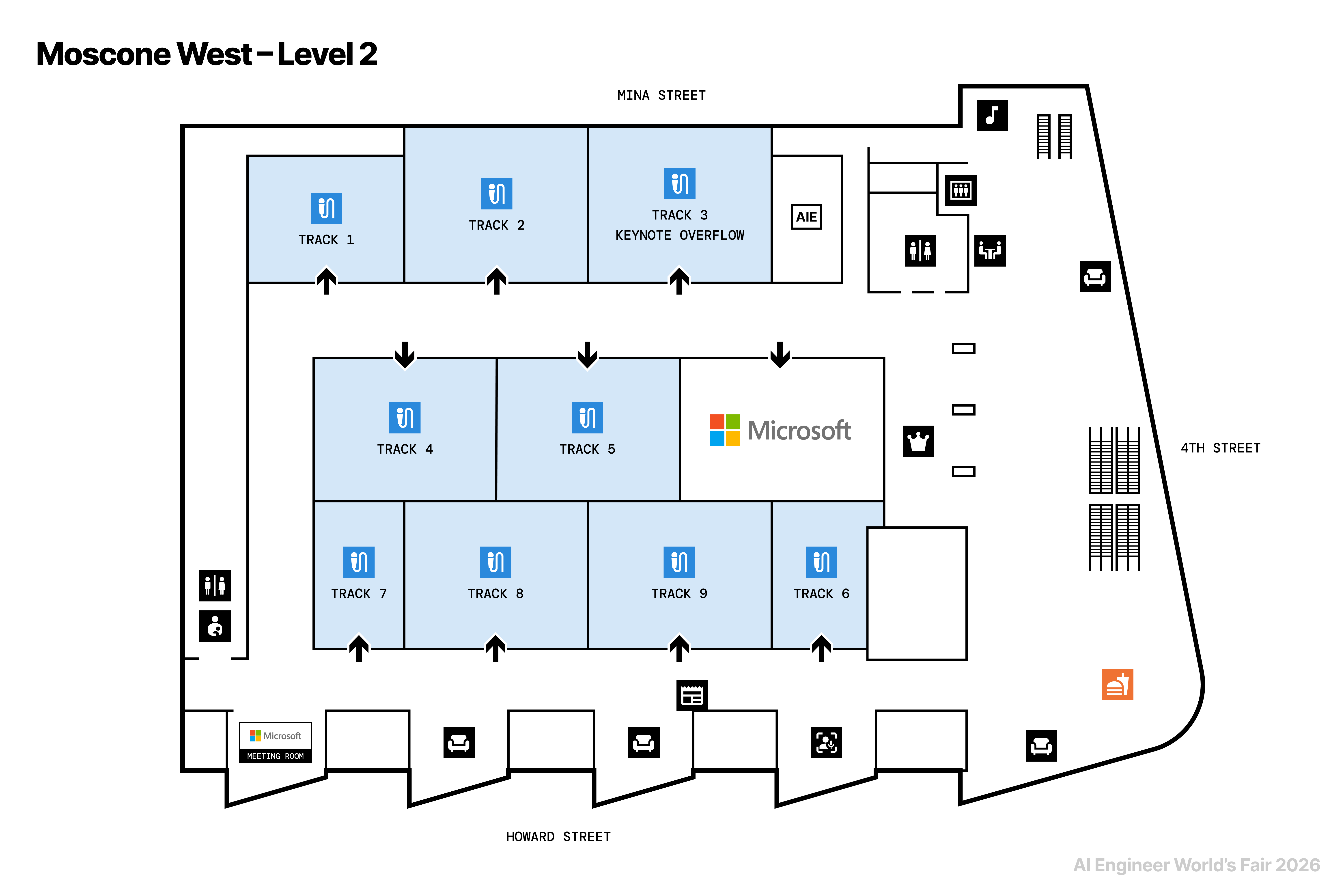 Moscone West Level 2 — Breakouts & Sessions