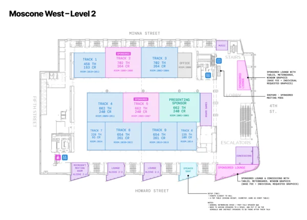 Moscone West Level 2 — Breakouts & Sessions